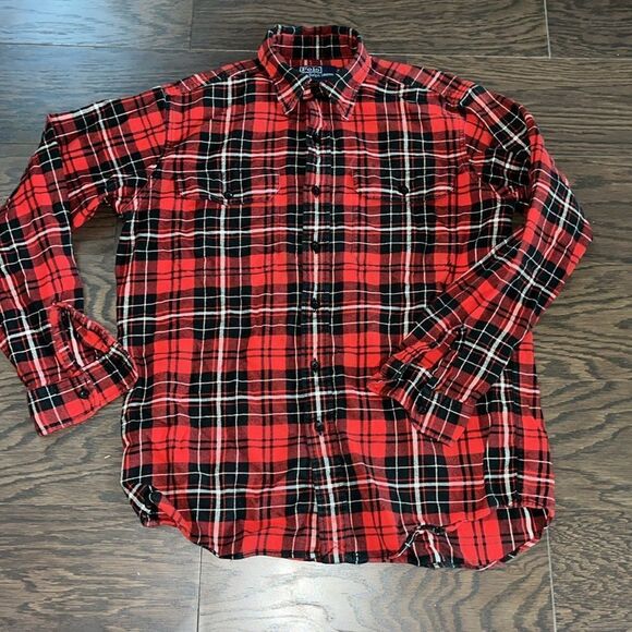 Polo Ralph Lauren Holiday Red Black Plaid tartan Button Down Shirt-S 2 pockets - Picture 2 of 4